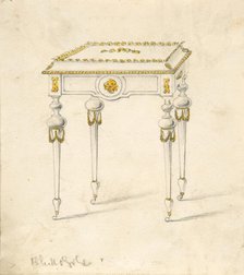 Design for a Small Table on Casters, 19th century. Creator: Anon.