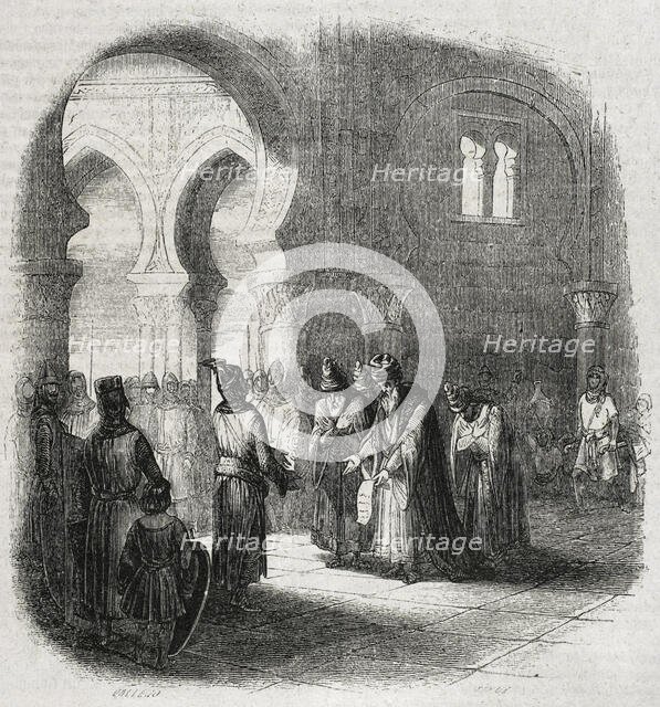 Presentation of the embassy of the King of Persia to El Cid Campeador, 1852.  Creator: José Vallejo.