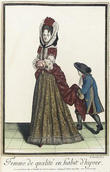 Recueil des modes de la cour de France, 'Femme de Qualité en Habit d'Hyver', between c1672 and c1686 Creator: Nicolas Arnoult.