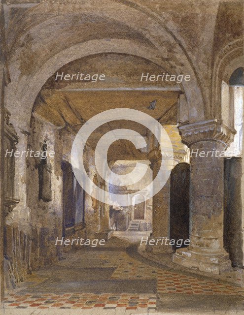 Interior of St Bartholomew's Priory, Smithfield, City of London, c1880. Artist: John Crowther