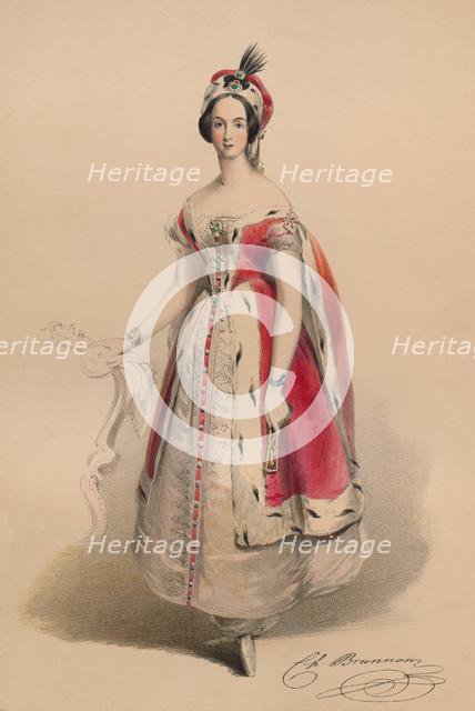 Guest in costume for Queen Victoria's Bal Costumé, May 12 1842, (1843).  Creator: John Richard Coke Smyth.