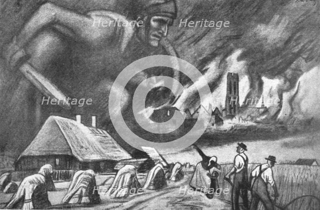 ''L'Allemagne Abattue; La peur allemande; "Que Dieu protégé nos foyers ! " --D'apres..., 1918. Creator: Unknown.