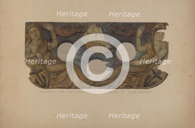 Side Panel of a Fire Engine, c. 1938. Creator: Elmer G Anderson.