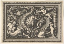 Design for a Panel with Two Variants containing a Satyr and a Sphynx, from: Pannea..., 17th century. Creator: Jean le Pautre.