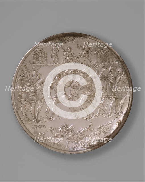 Plate with the Battle of David and Goliath, Byzantine, 629-30. Creator: Unknown.