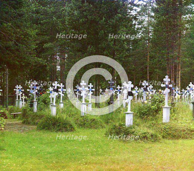 Cemetery at Assumption Hermitage [Russian Empire], 1909. Creator: Sergey Mikhaylovich Prokudin-Gorsky.
