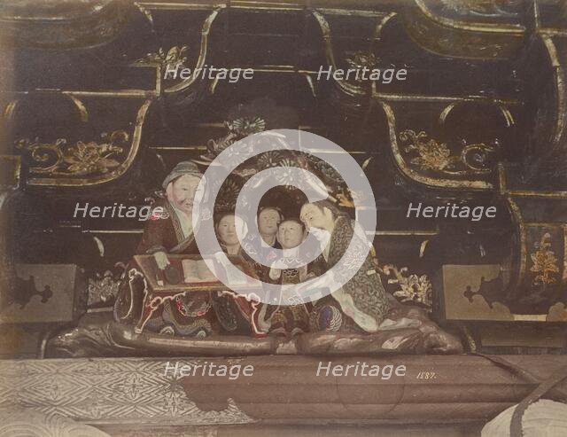 Carving Images, in the Top of the Great Gate, at Nikko, 1870s-1890s. Creator: Kusakabe Kimbei.