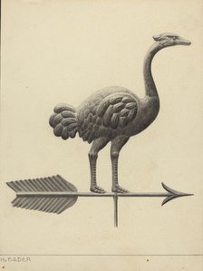 Ostrich Weather Vane, c. 1937. Creator: Herman Bader.