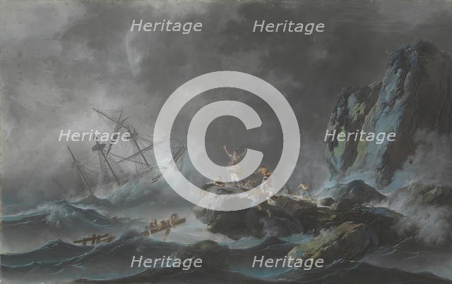 A Shipwreck in a Storm, 1782. Creator: Jean-Baptiste Pillement.