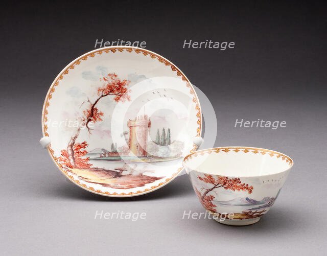 Tea Bowl and Saucer, Chelsea, c. 1755. Creator: Chelsea Porcelain Manufactory.