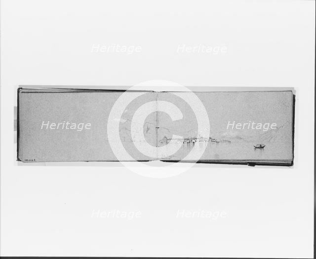 Lake Maggiore, May 11,1869: Village and Landscape (recto, from Sketchbook), 1869. Creator: Jervis McEntee.