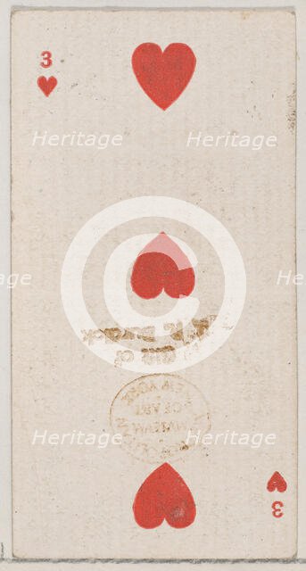 Three Hearts (red), from the Playing Cards series (N84) for Duke brand cigarettes, 1888., 1888. Creator: Unknown.