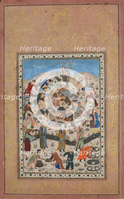 Preparation for a Feast, Folio from a Divan of Jami, late 15th century. Creator: Unknown.