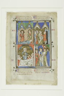 Scenes from the Miracles of St. Peter, from a Bible Historiale or Pictorial New Testament, c. 1350. Creator: Unknown.