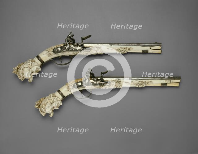 Pair of Flintlock Pistols, Maastricht, 1660/70. Creator: Unknown.