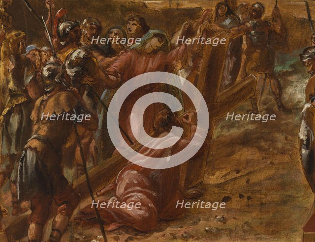 Sketch for the church of Saint-Eustache: Christ carrying the cross, c.1854.  Creator: Léon Riesener.