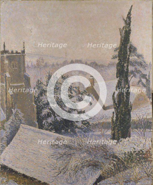 East Knoyle Church: Snow, 1917. Artist: Lucien Pissarro.