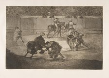 Plate 29 of the 'Tauromaquia': Pepe Illo making the pass of the 'recorte'., 1816. Creator: Francisco Goya.