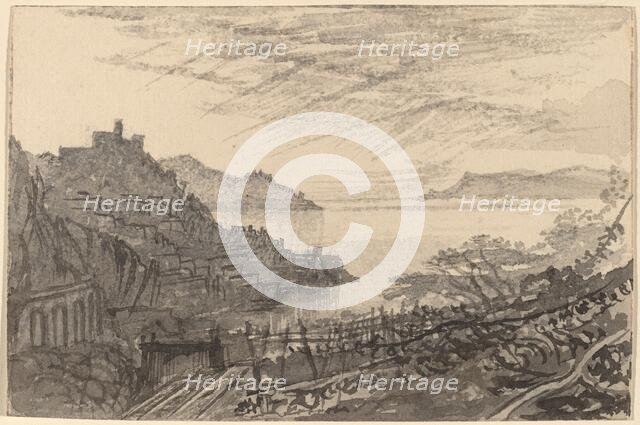 View of a Bay from a Hillside (Amalfi), 1884/1885. Creator: Edward Lear.