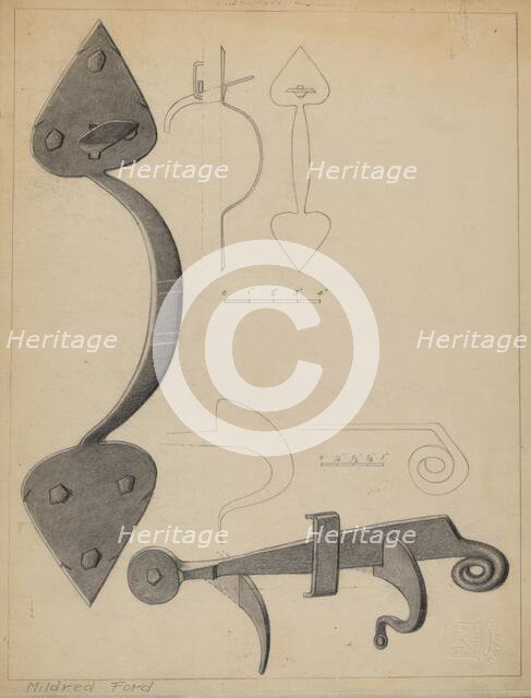 Latch, c. 1937. Creator: Mildred Ford.