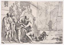 The return of the prodigal son, the father embracing his son, from a series,..., ca. 1645. Creator: Pietro Testa.
