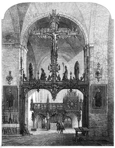 "Interior of the Dom, Lübeck", by Samuel Read, in the exhibition of the Society of..., 1862. Creator: Mason Jackson.