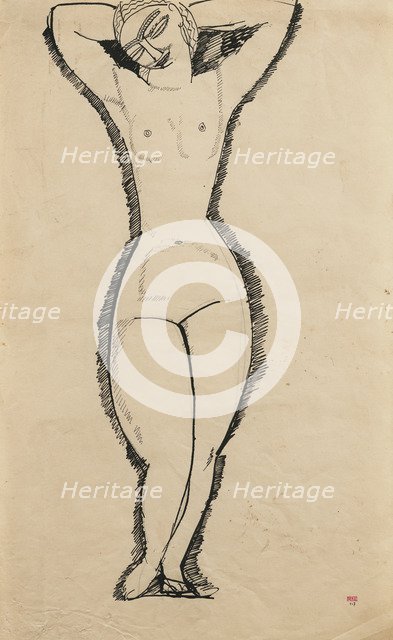 Standing Nude with Raised Arms, 1911. Artist: Modigliani, Amedeo (1884-1920)