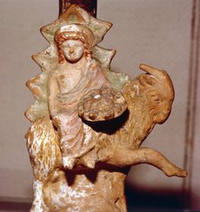 Dionysus on a goat, Greek terracotta, Attic period,  c350 B Artist: Unknown.