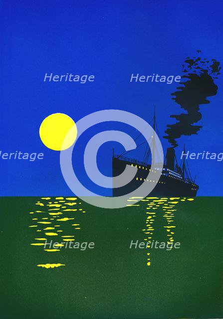 'Cruise Ship at Sea with Sun', 1909. Creator: Unknown.