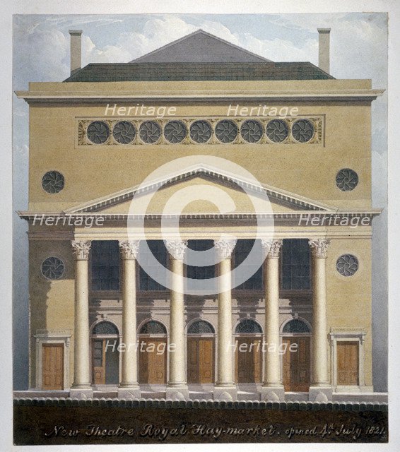 The new Theatre Royal, Haymarket, Westminster, London, 1821.   Artist: Robert Blemmell Schnebbelie