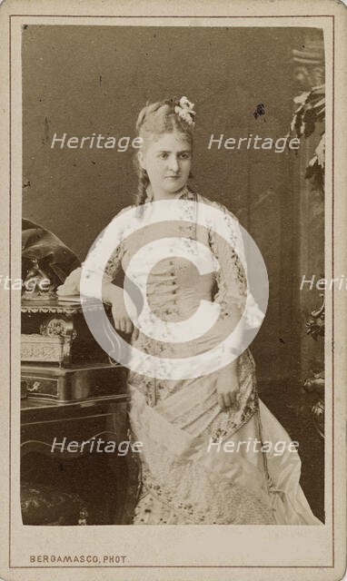 Portrait of the Opera singer Caroline Salla (Caroline Louise de Septavaux) , c. 1880. Creator: Bergamasco, Charles (Karl) (1830-1896).