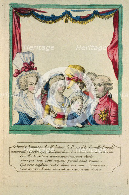 The people of Paris pay their first tribute to the Royal Family, Wednesday 7 October, 1789.