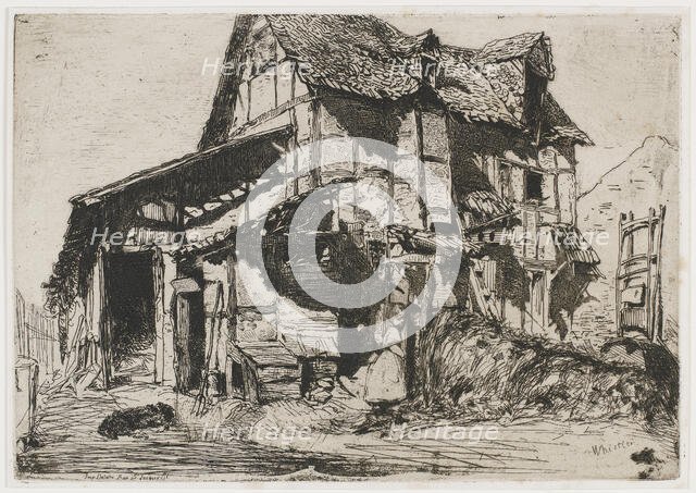 The Unsafe Tenement. One of the Twelve Etchings from Nature (The French Set), 1858. Creator: James Abbott McNeill Whistler.