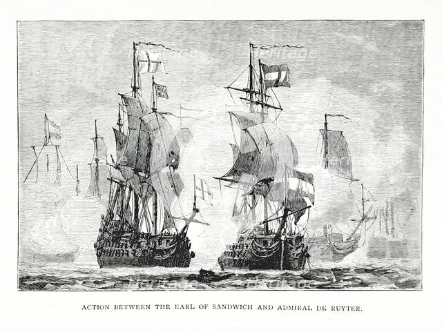 Action between the Earl of Sandwich and Admiral de Ruyter, 1672, (1896).  Creator: Unknown.