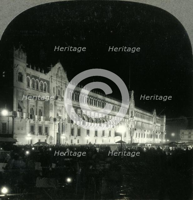 'Illumination of National Palace on Evening of Independence Day Celebration, Mexico City', c1930s. Creator: Unknown.