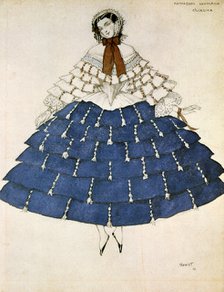 Chiarina, design for a costume for the ballet Carnival composed by Robert Schumann, 1919.  Artist: Leon Bakst