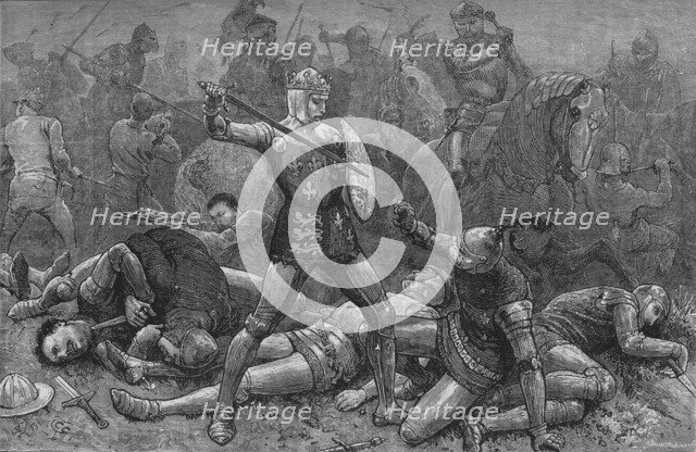 'Henry and Alencon at Agincourt', 25 October 1415, (c1880). Artist: Unknown.