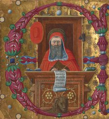 Initial E: Saint Jerome in His Study, about 1470-1480. Creator: Master of the Birago Hours.