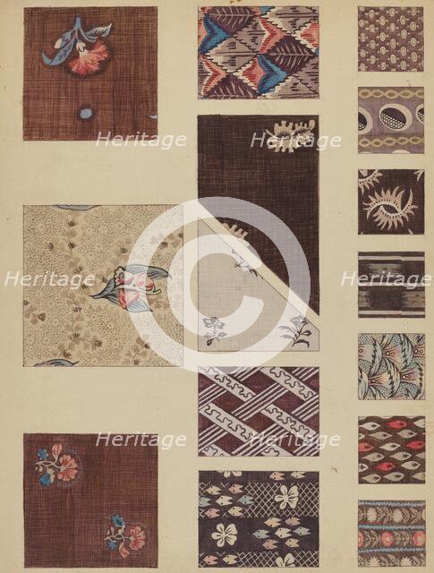 Textile from Quilt, c. 1937. Creator: Millia Davenport.