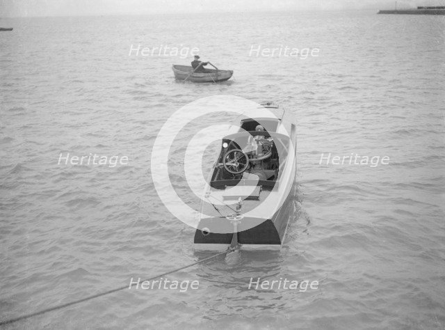 21 Footer motor launch showing engines, 1914. Creator: Kirk & Sons of Cowes.