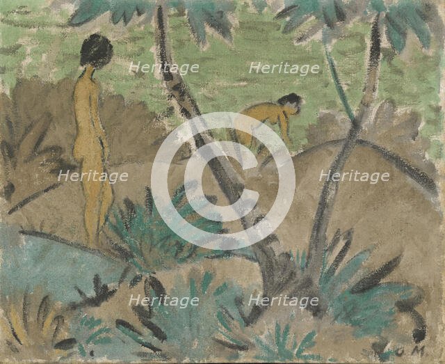 Two Women in a Landscape, c1916. Creator: Otto Mueller.