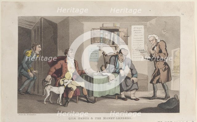 Quae Genus & The Money Lenders, from "The History of Johnny Quae Genus, The L..., September 1, 1821. Creator: Thomas Rowlandson.
