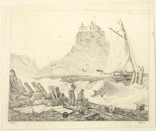 Harbor with Old Castle, c. 1820. Creator: Unknown.