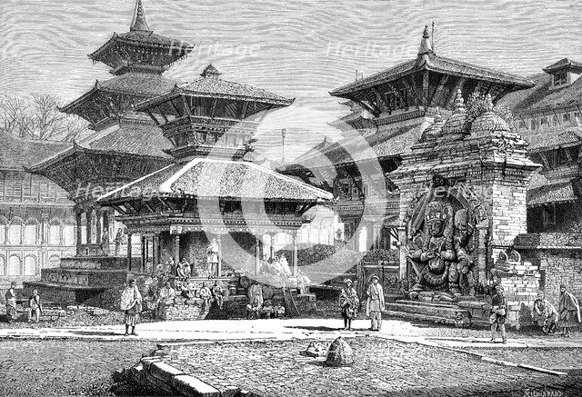 Temples facing the Royal Place, Katmandu, Nepal, 1895. Artist: Unknown