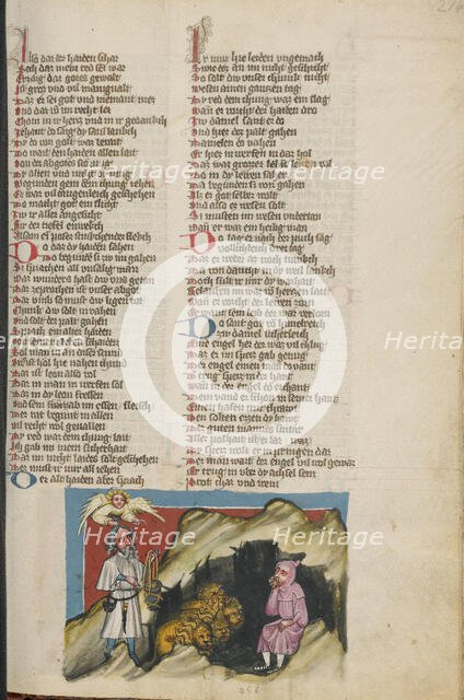 Daniel in the Lions' Den; Weltchronik, about 1400-1410. Creator: Unknown.