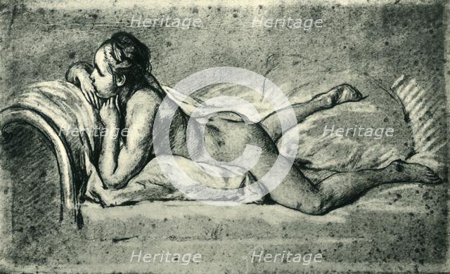 Reclining female nude, 1751, (1943). Creator: Francois Boucher.