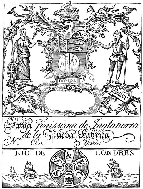 Trade label of the South Sea Company, 18th century (1894). Artist: Unknown