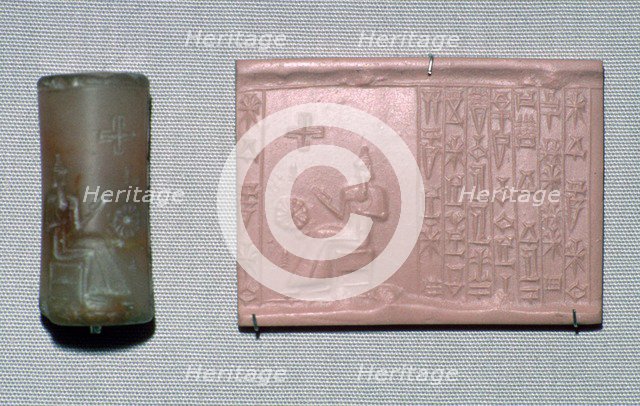 Chalcedony cylinder-seal in the first Kassite style. Artist: Unknown
