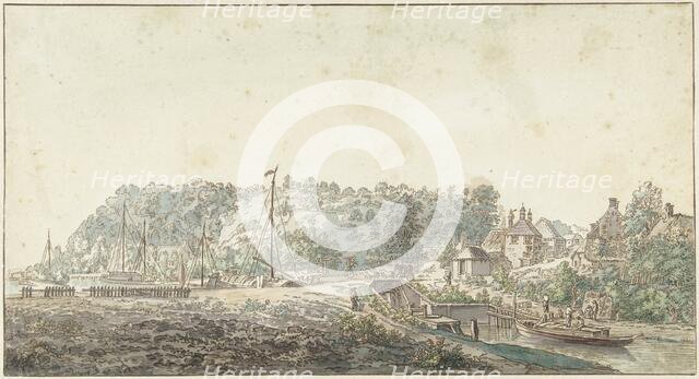 The lock at the Grebbe between Rhenen and Wageningen, 1749. Creator: Jacob van Liender.