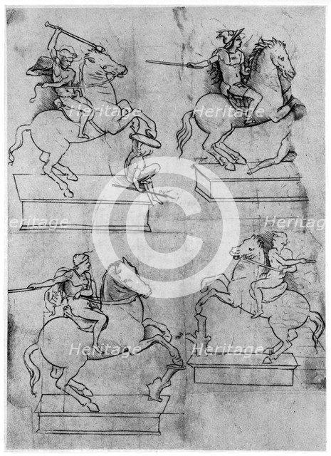 Studies for the Sforza Monument, c1488-1493 (1954).Artist: Leonardo da Vinci